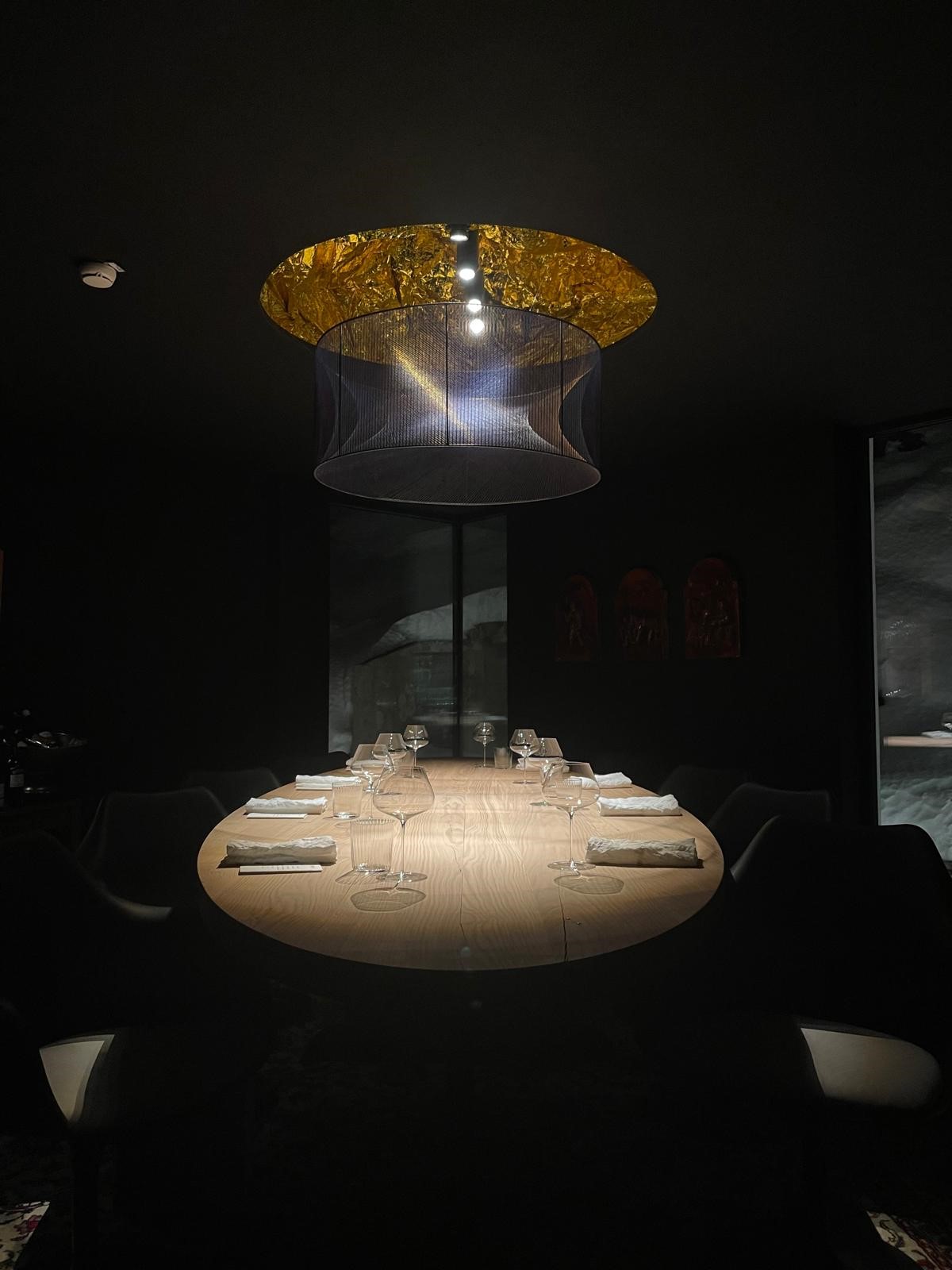 Gourmet sturgeon fish dumplings on a rich sauce, elegantly plated at the Chef’s Table at Ski-Hotel Mondschein in Stuben am Arlberg